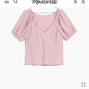 Madewell Linen-blend, Puff-sleeve, Button-wrap, top Sz Small in Sweet Lavender